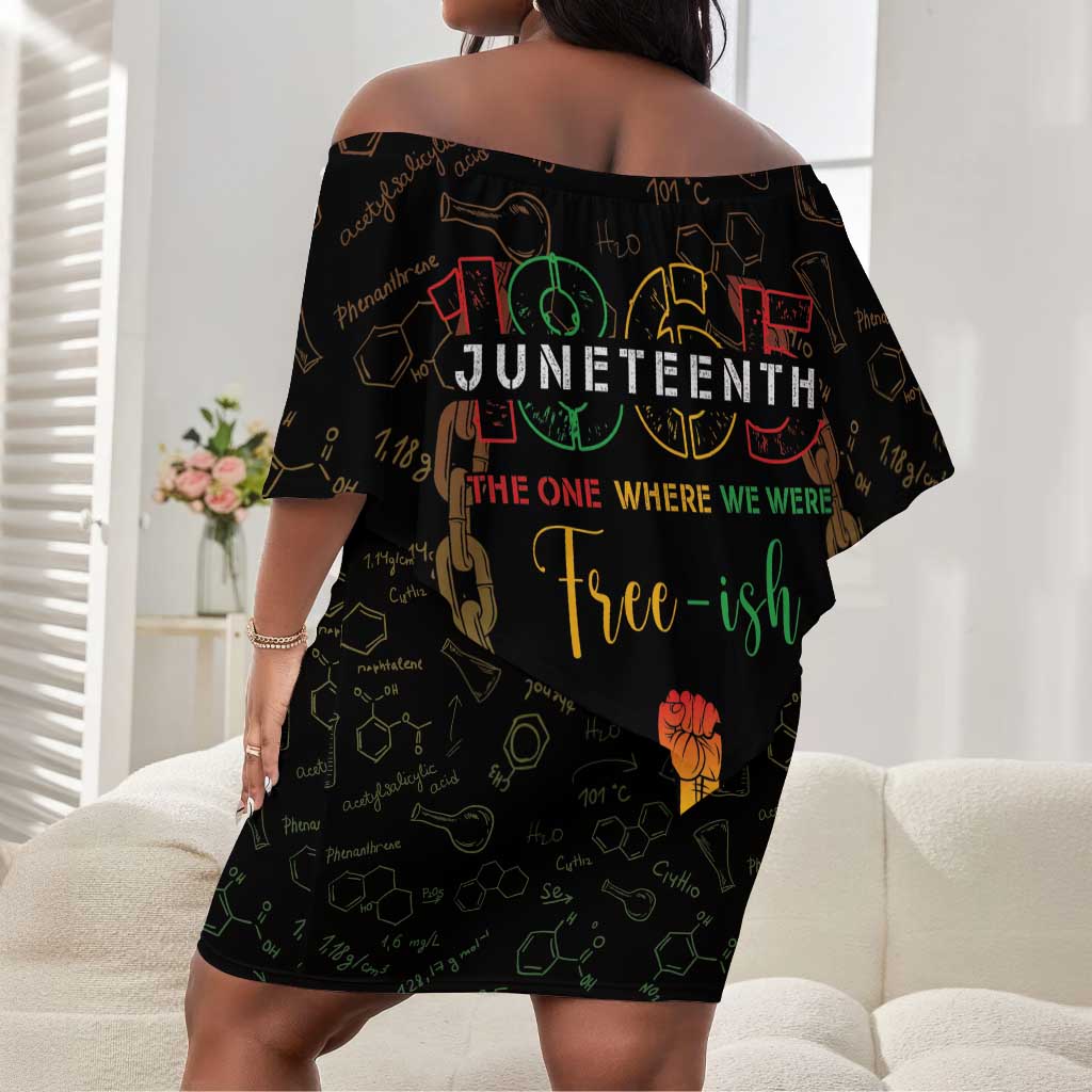 Juneteenth 1865 Off Shoulder Short Dress Unapologetically Black by African Pride