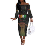 Juneteenth 1865 Off The Shoulder Long Sleeve Dress Unapologetically Black