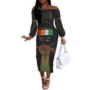 Juneteenth 1865 Off The Shoulder Long Sleeve Dress Unapologetically Black