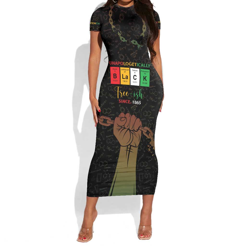 Juneteenth 1865 Short Sleeve Bodycon Dress Unapologetically Black