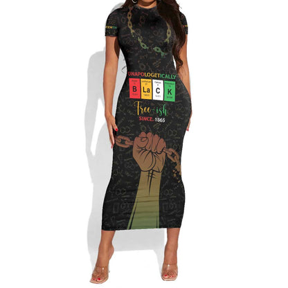 Juneteenth 1865 Short Sleeve Bodycon Dress Unapologetically Black