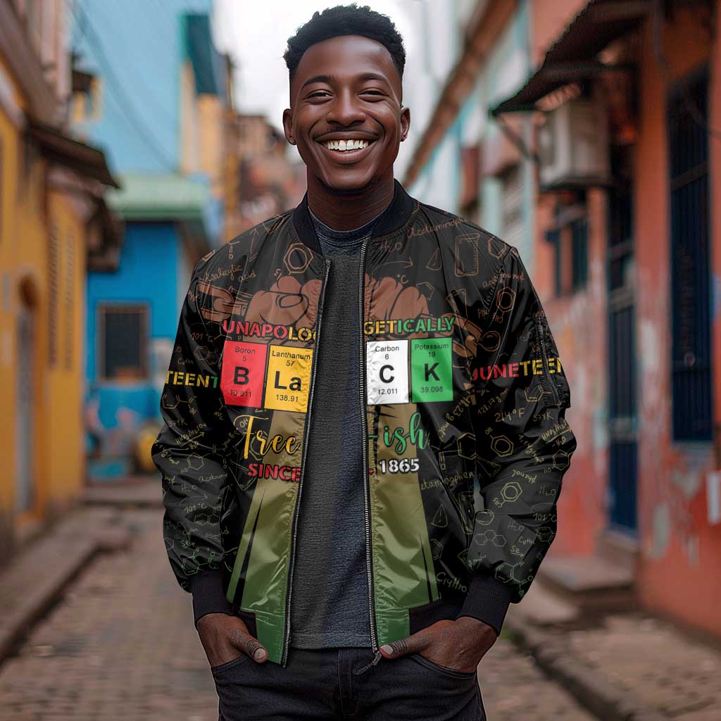 Juneteenth 1865 Sleeve Zip Bomber Jacket Unapologetically Black