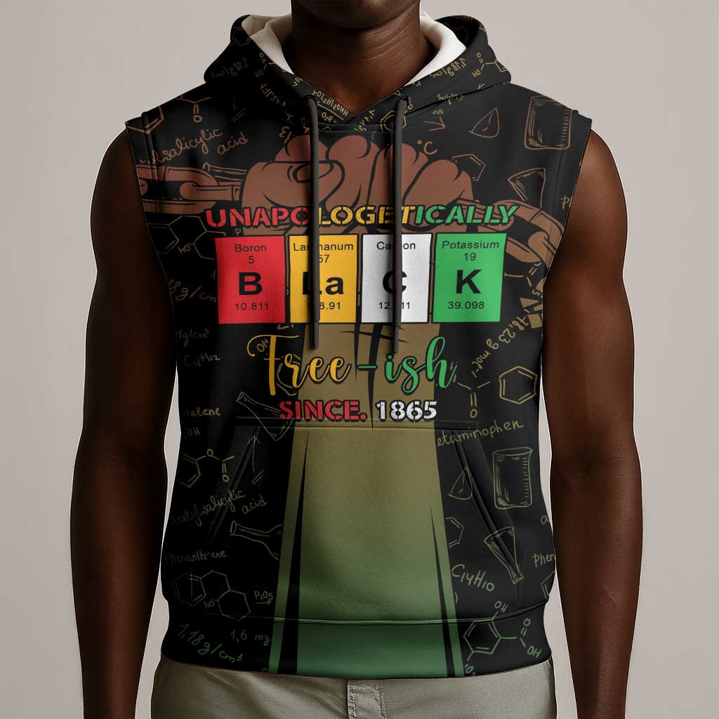 Juneteenth 1865 Sleeveless Hoodie Unapologetically Black - African Pride