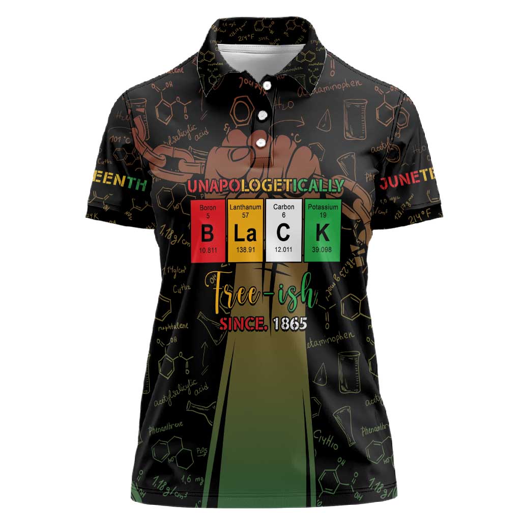 Juneteenth 1865 Women Polo Shirt Unapologetically Black