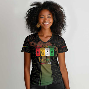 Juneteenth 1865 Women V-Neck T-Shirt Unapologetically Black