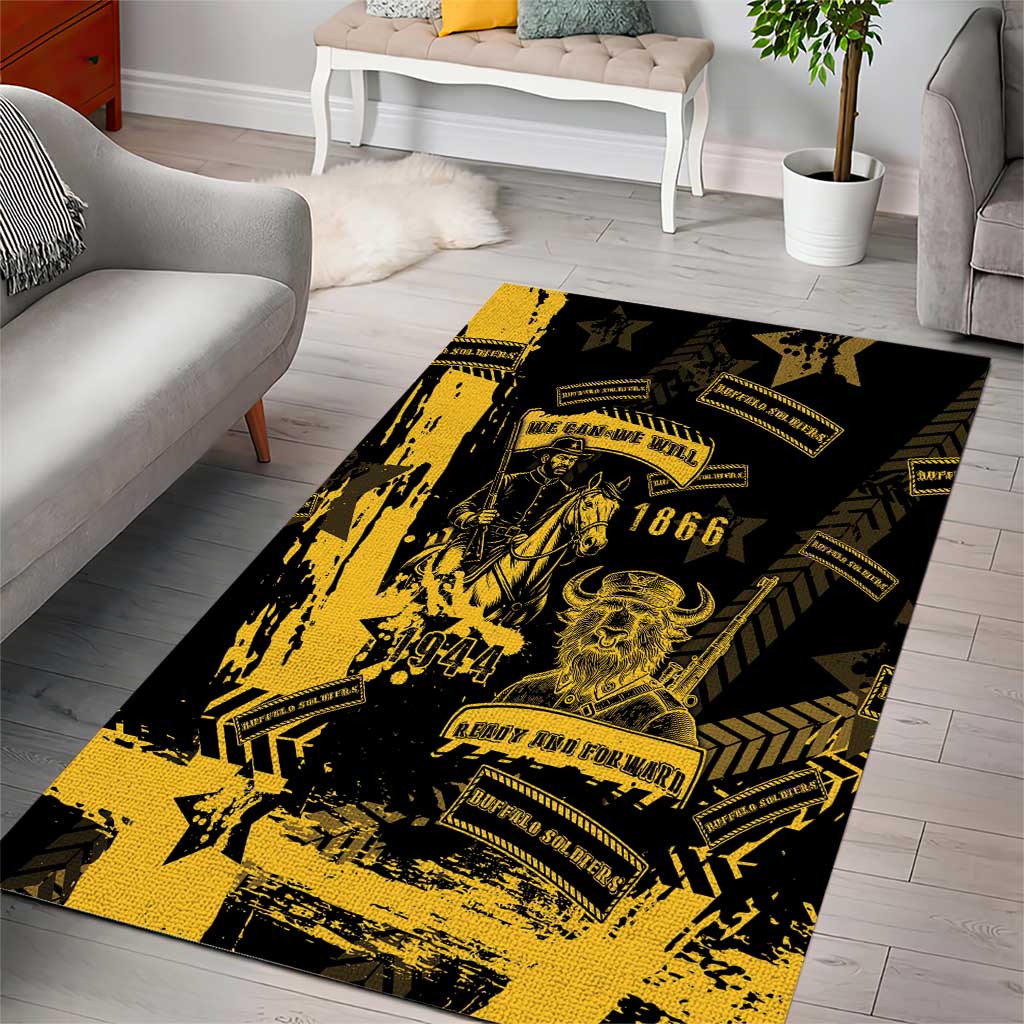 Buffalo Soldiers African American Area Rug Military Urban Retro Style - African Pride