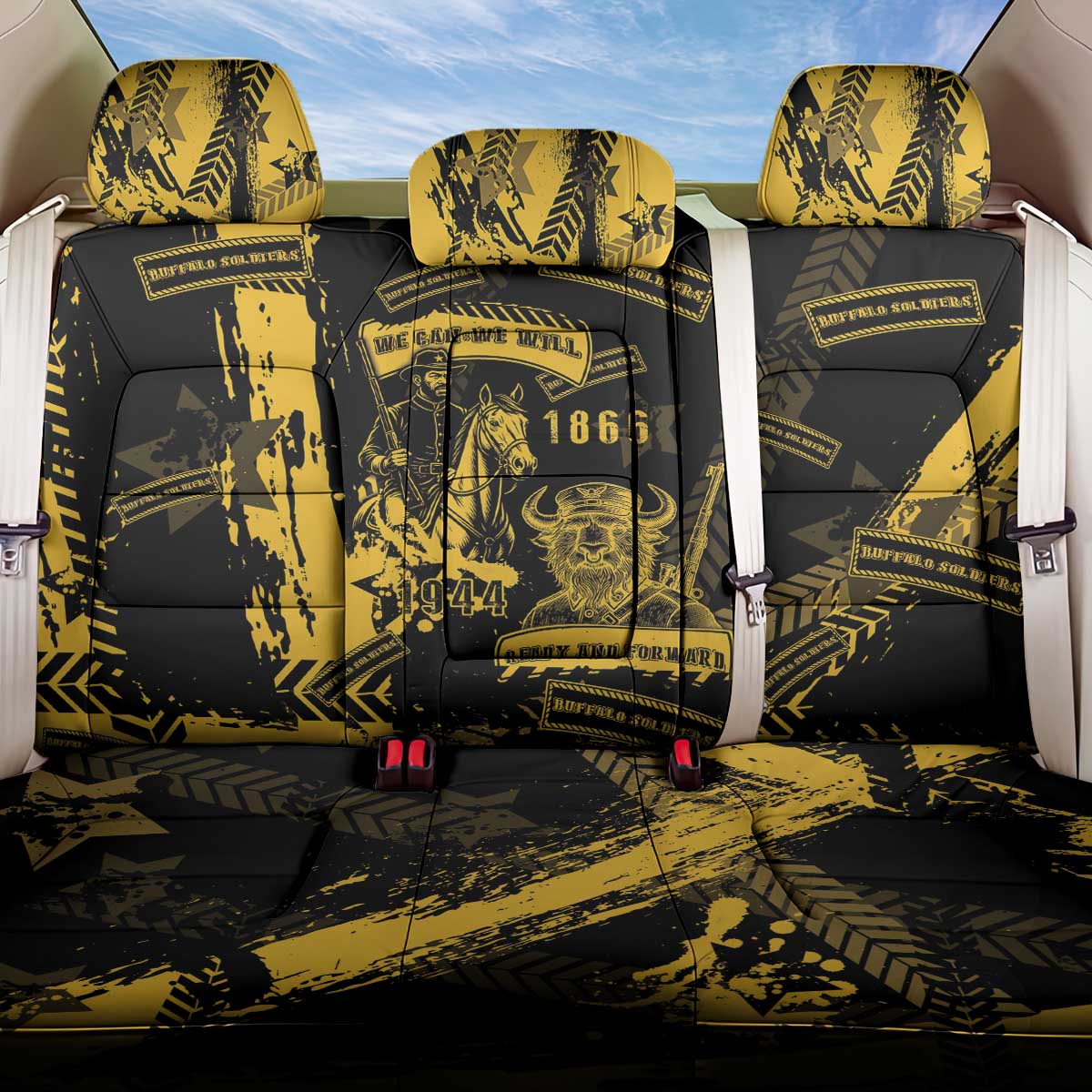 Buffalo Soldiers African American Back Car Seat Cover Military Urban Retro Style - African Pride
