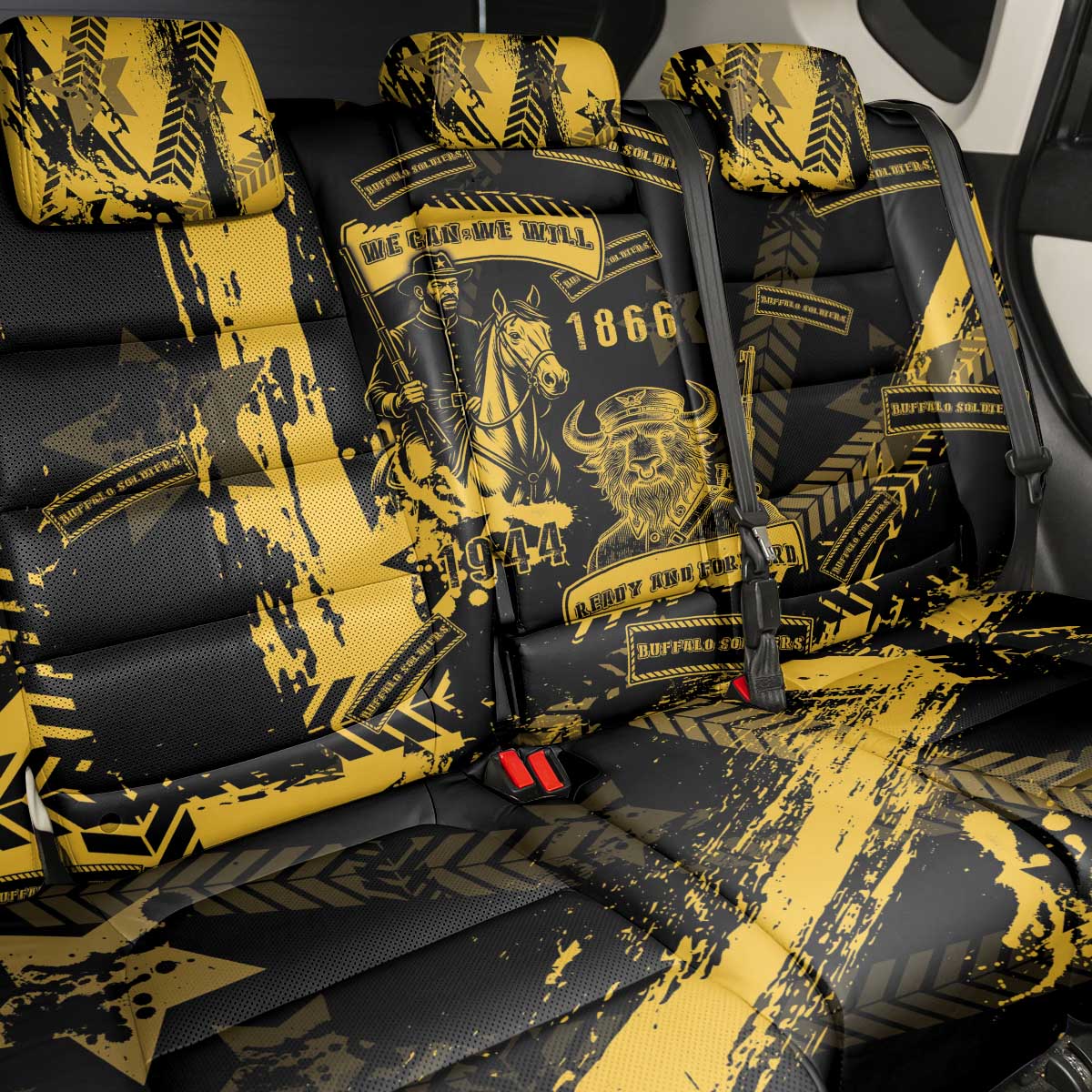 Buffalo Soldiers African American Back Car Seat Cover Military Urban Retro Style - African Pride