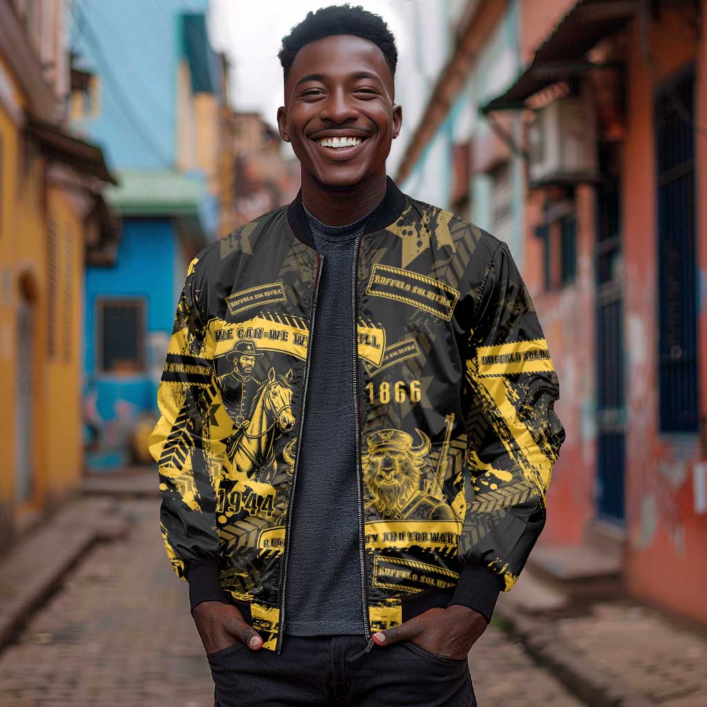 Buffalo Soldiers African American Bomber Jacket Military Urban Retro Style - African Pride