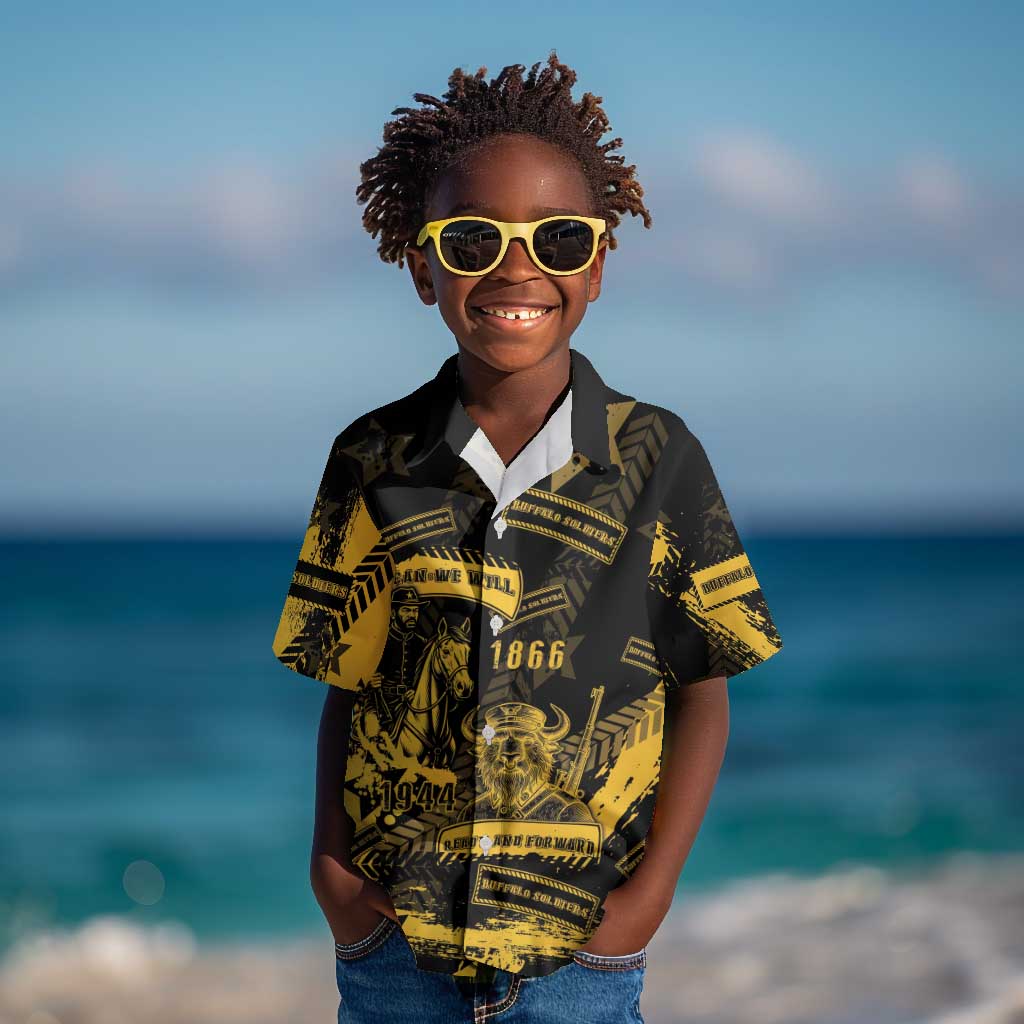 Buffalo Soldiers African American Kid Hawaiian Shirt Military Urban Retro Style - African Pride