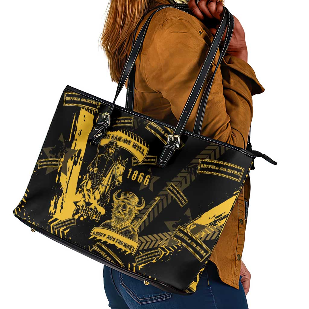 Buffalo Soldiers African American Leather Tote Bag Military Urban Retro Style - African Pride