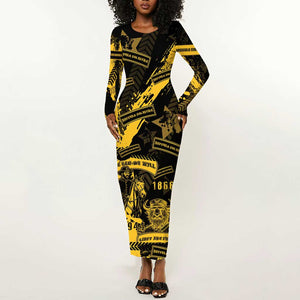 Buffalo Soldiers African American Long Sleeve Bodycon Dress Military Urban Retro Style - African Pride