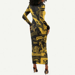 Buffalo Soldiers African American Long Sleeve Bodycon Dress Military Urban Retro Style - African Pride