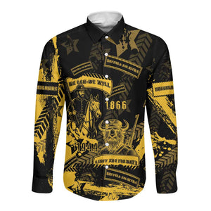 Buffalo Soldiers African American Long Sleeve Button Shirt Military Urban Retro Style - African Pride