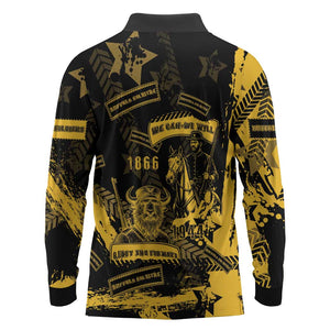 Buffalo Soldiers African American Long Sleeve Polo Shirt Military Urban Retro Style - African Pride