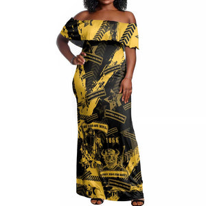 Buffalo Soldiers African American Off Shoulder Maxi Dress Military Urban Retro Style - African Pride