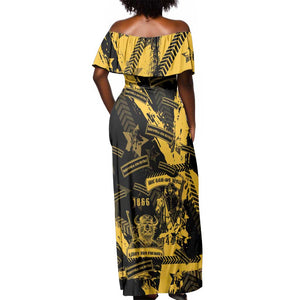 Buffalo Soldiers African American Off Shoulder Maxi Dress Military Urban Retro Style - African Pride