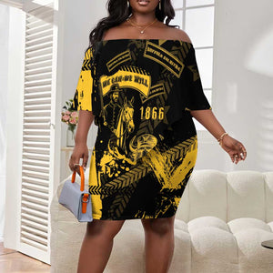 Buffalo Soldiers African American Off Shoulder Short Dress Military Urban Retro Style - African Pride