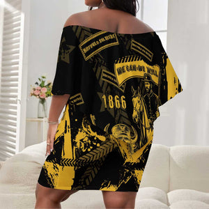 Buffalo Soldiers African American Off Shoulder Short Dress Military Urban Retro Style - African Pride