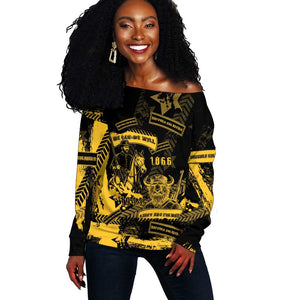 Buffalo Soldiers African American Off Shoulder Sweater Military Urban Retro Style - African Pride