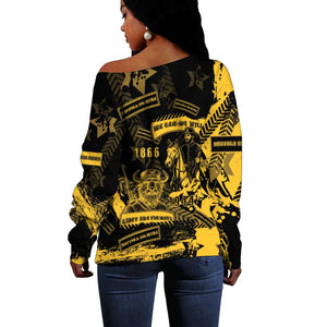 Buffalo Soldiers African American Off Shoulder Sweater Military Urban Retro Style - African Pride