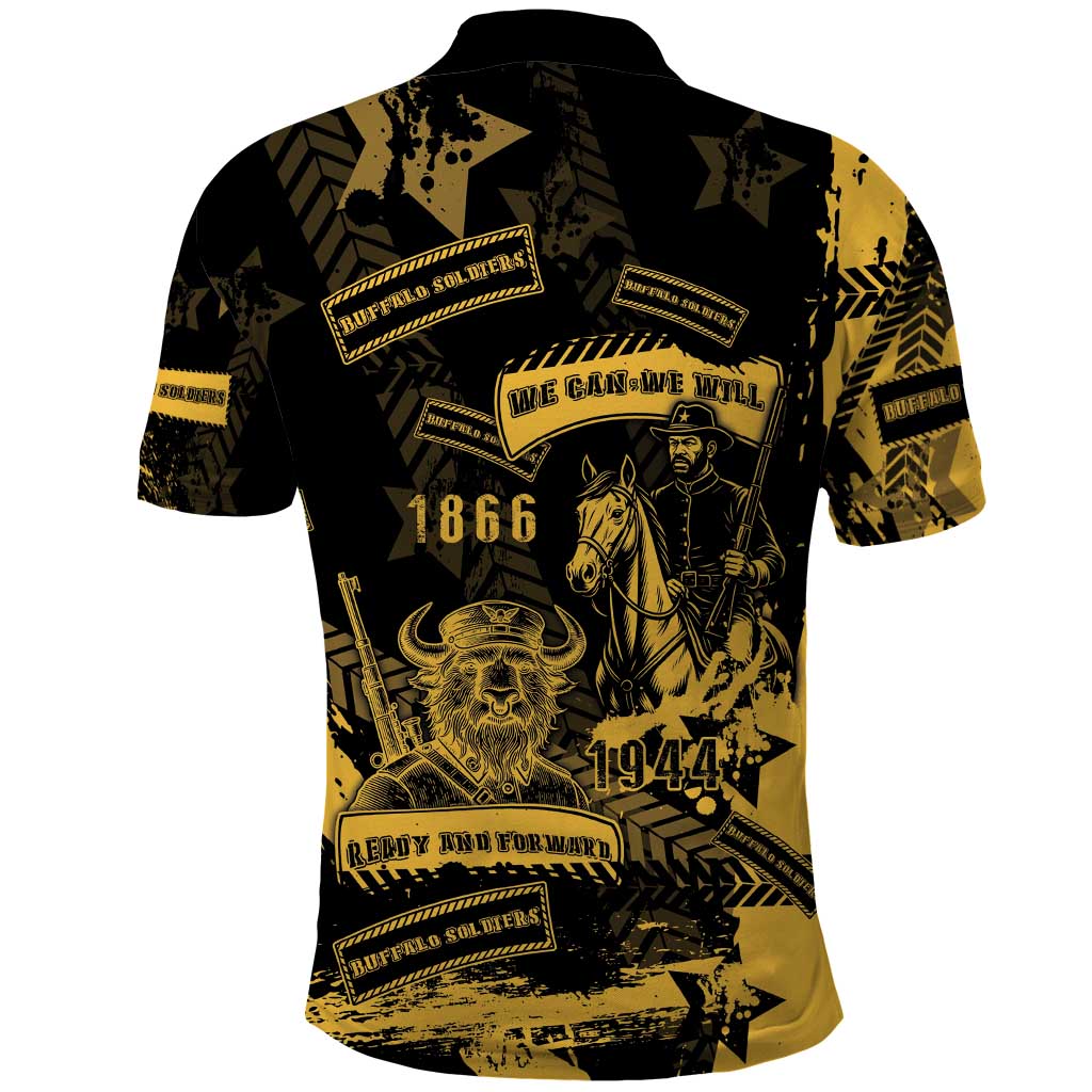 Buffalo Soldiers African American Polo Shirt Military Urban Retro Style - African Pride