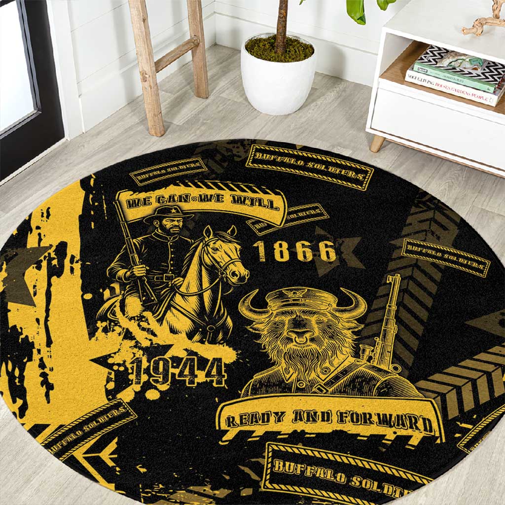 Buffalo Soldiers African American Round Carpet Military Urban Retro Style - African Pride