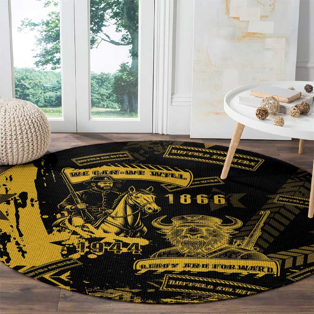Buffalo Soldiers African American Round Carpet Military Urban Retro Style - African Pride
