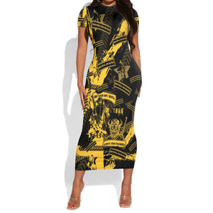 Buffalo Soldiers African American Short Sleeve Bodycon Dress Military Urban Retro Style - African Pride