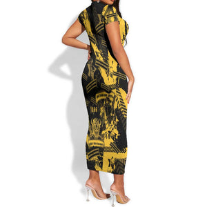 Buffalo Soldiers African American Short Sleeve Bodycon Dress Military Urban Retro Style - African Pride