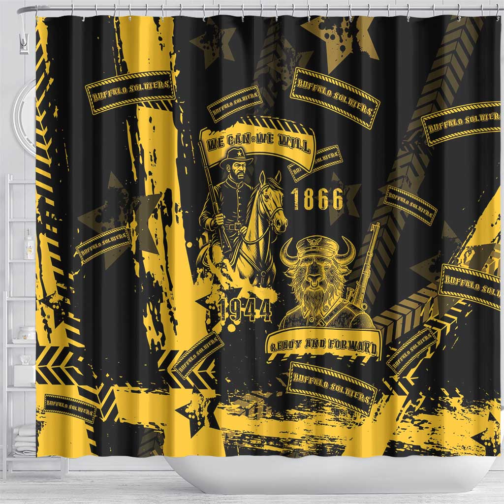 Buffalo Soldiers African American Shower Curtain Military Urban Retro Style - African Pride
