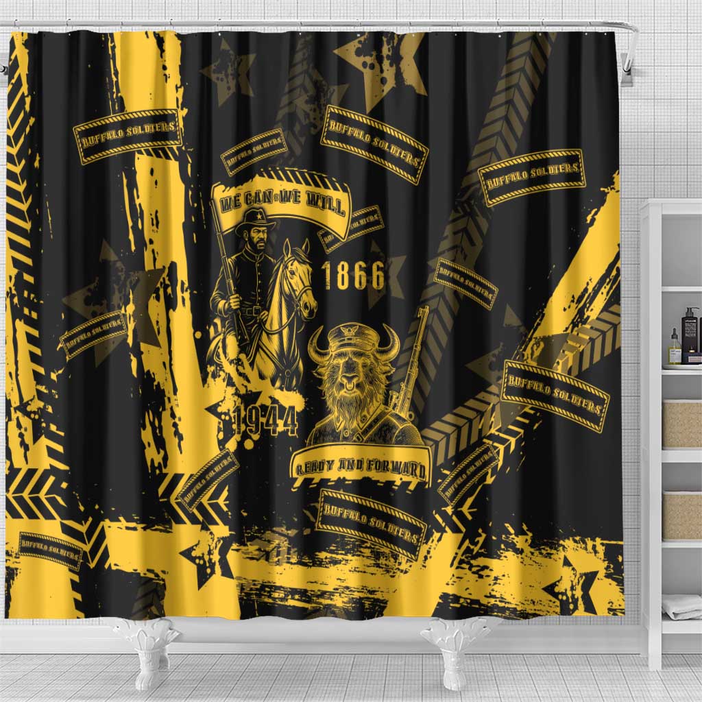 Buffalo Soldiers African American Shower Curtain Military Urban Retro Style - African Pride