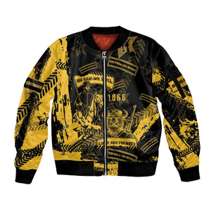Buffalo Soldiers African American Sleeve Zip Bomber Jacket Military Urban Retro Style - African Pride