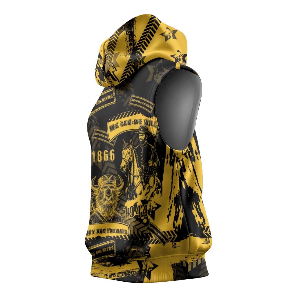 Buffalo Soldiers African American Sleeveless Hoodie Military Urban Retro Style - African Pride