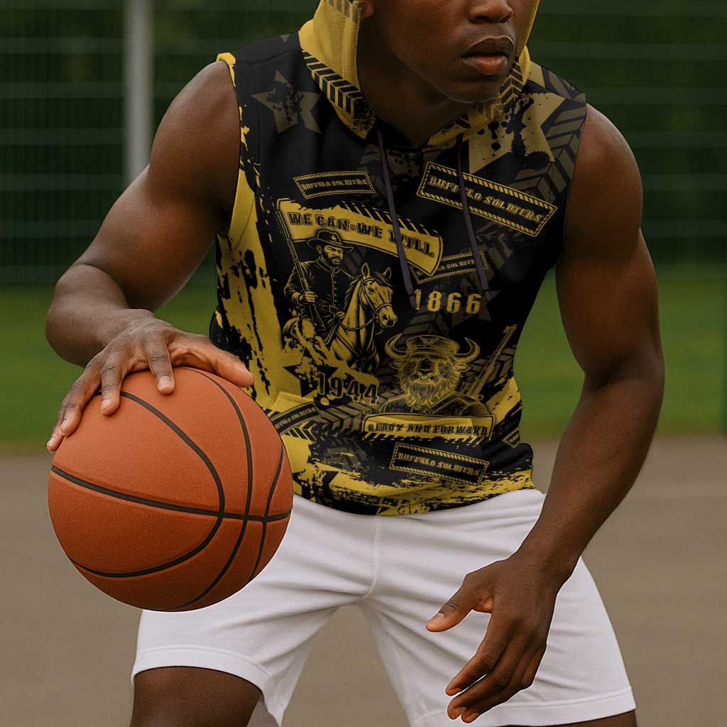 Buffalo Soldiers African American Sleeveless Hoodie Military Urban Retro Style - African Pride