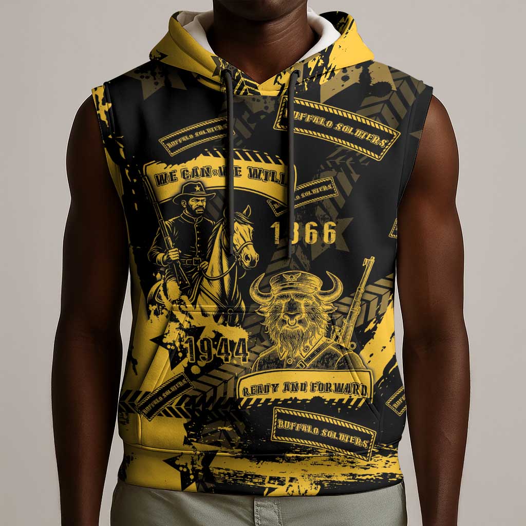 Buffalo Soldiers African American Sleeveless Hoodie Military Urban Retro Style - African Pride