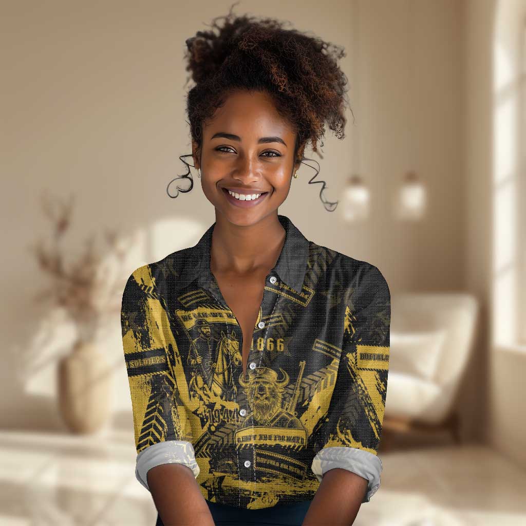 Buffalo Soldiers African American Women Casual Shirt Military Urban Retro Style - African Pride
