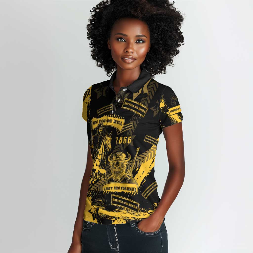 Buffalo Soldiers African American Women Polo Shirt Military Urban Retro Style - African Pride