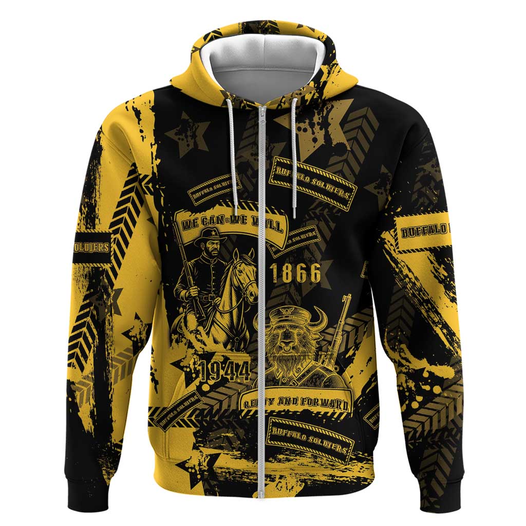 Buffalo Soldiers African American Zip Hoodie Military Urban Retro Style - African Pride