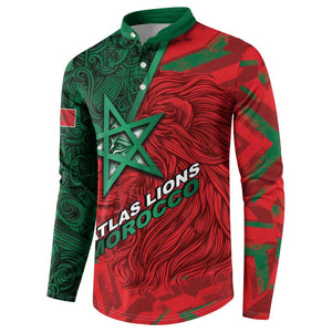 Custom Morocco Football Button Sweatshirt Pentagram Red Lion African