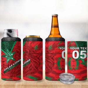 Custom Morocco Football 4 in 1 Can Cooler Tumbler Pentagram Red Lion African