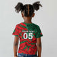 Custom Morocco Football Kid T shirt Pentagram Red Lion African