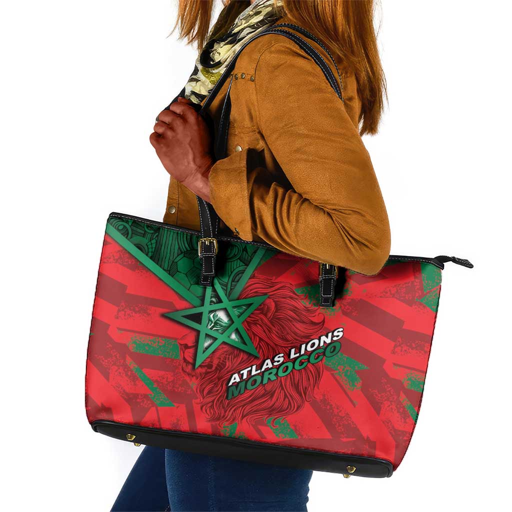 Morocco Football Leather Tote Bag Pentagram Red Lion African