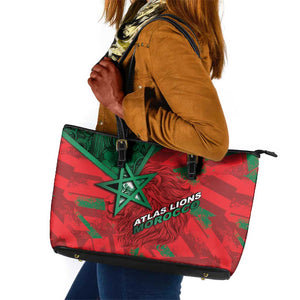 Morocco Football Leather Tote Bag Pentagram Red Lion African