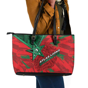 Morocco Football Leather Tote Bag Pentagram Red Lion African