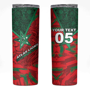 Custom Morocco Football Skinny Tumbler Pentagram Red Lion African