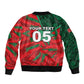 Custom Morocco Football Sleeve Zip Bomber Jacket Pentagram Red Lion African