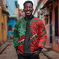 Custom Morocco Football Sleeve Zip Bomber Jacket Pentagram Red Lion African