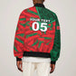 Custom Morocco Football Sleeve Zip Bomber Jacket Pentagram Red Lion African