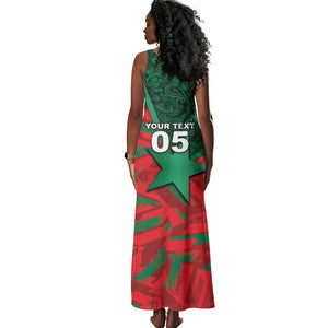 Custom Morocco Football Tank Maxi Dress Pentagram Red Lion African